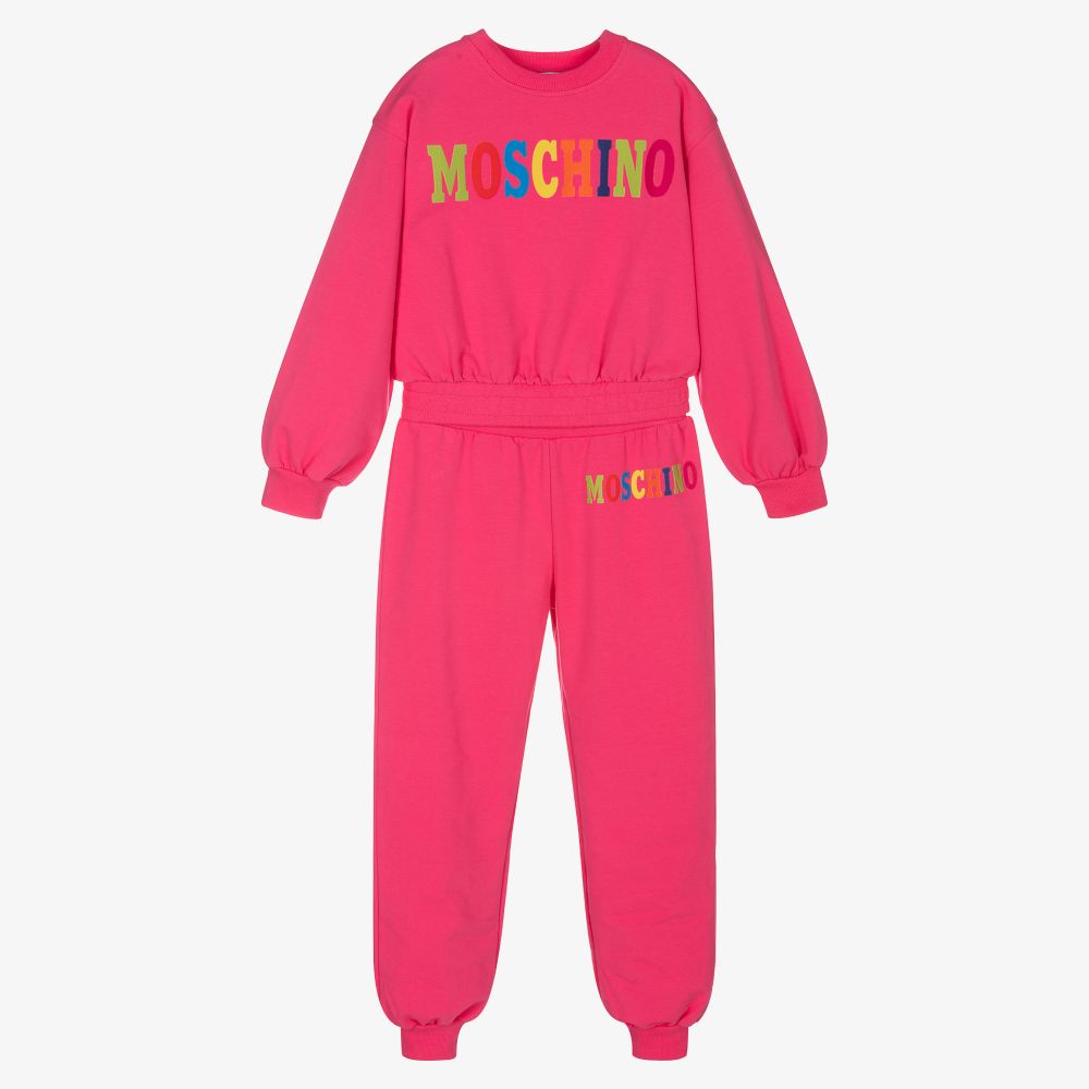 Moschino Kid-Teen - Teen Girls Pink Logo Tracksuit | Childrensalon