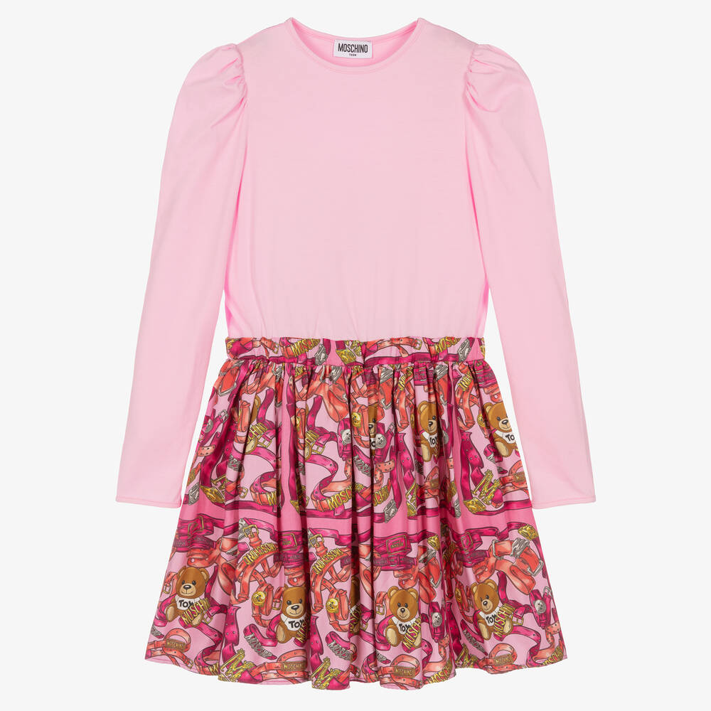 Moschino Kid-Teen - Розовое платье с принтом | Childrensalon