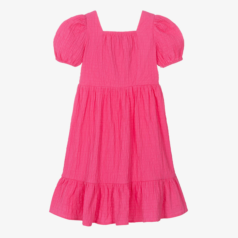 Moschino Кид-Тин-Teen Girls Pink Puffed Sleeve Cotton Dress | Childrensalon Outlet