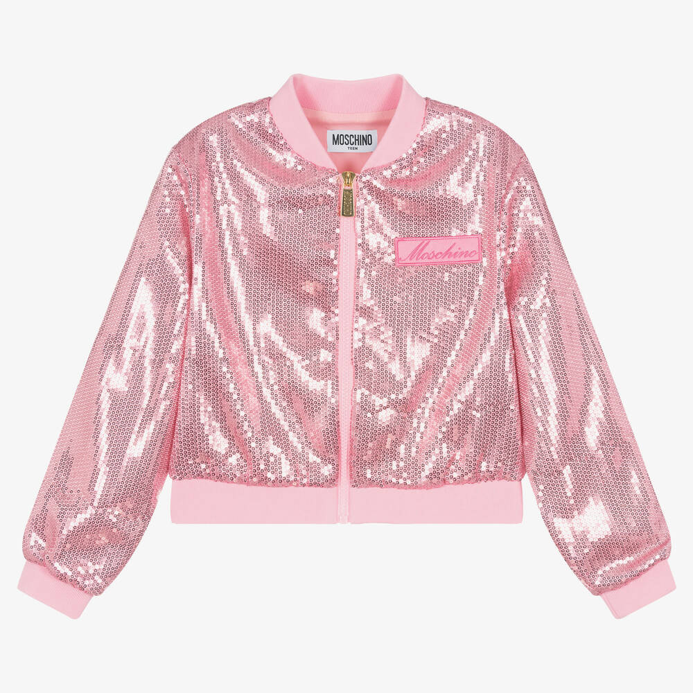 Moschino Kid-Teen - Bomber rose à sequins ado fille | Childrensalon