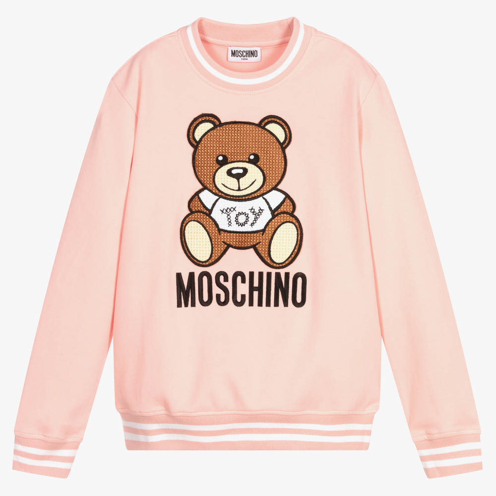 Moschino Kid-Teen - Розовый свитшот для девочек-подростков | Childrensalon