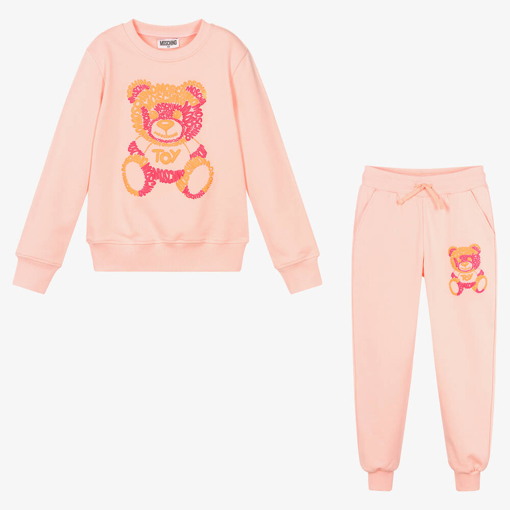 Moschino Kid-Teen - Teen Girls Pink Teddy Bear Logo Tracksuit | Childrensalon
