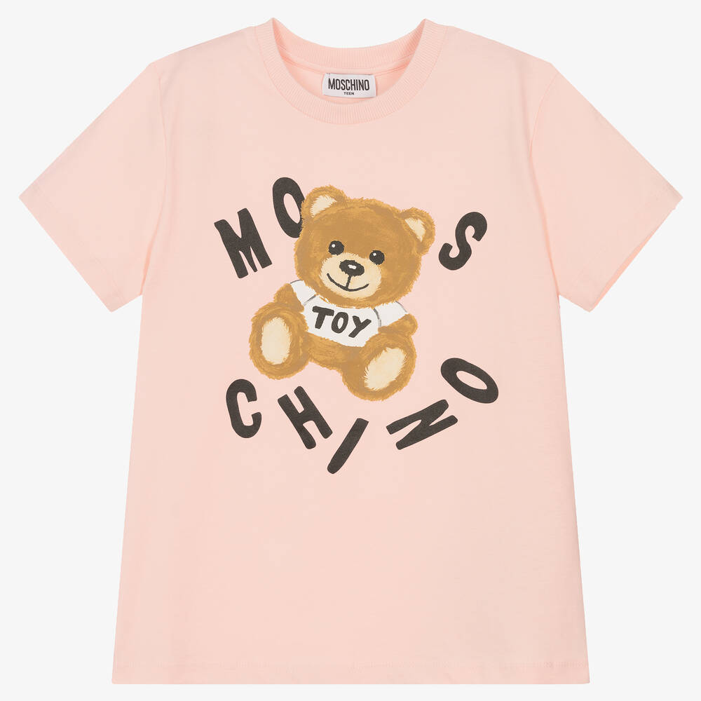 Moschino Kid-Teen - Rosa Teen T-Shirt mit Teddybär (M) | Childrensalon