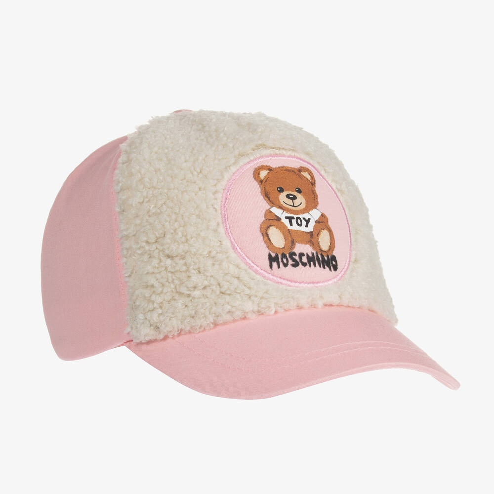 Moschino Kid-Teen - Розовая бейсболка с медвежонком для девочек-подростков | Childrensalon