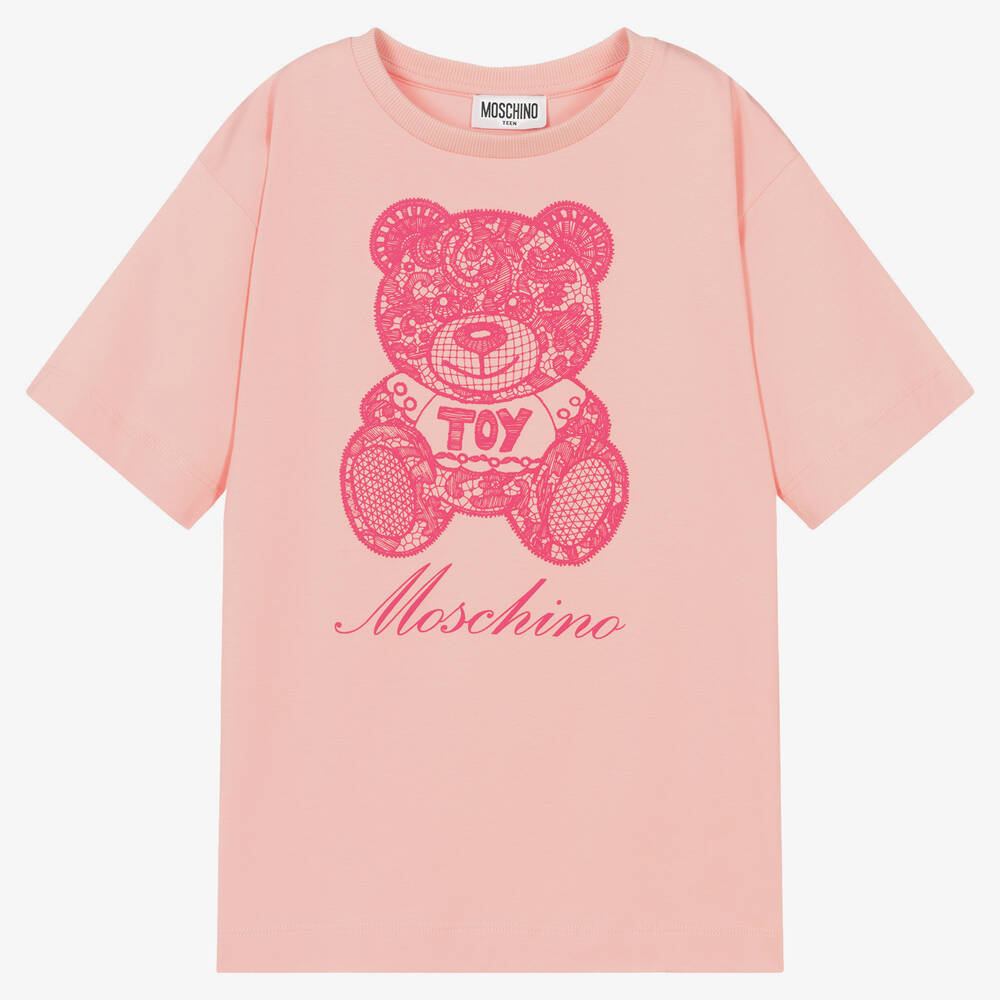 Moschino Kid-Teen - Teen Girls Pink Teddy Logo Maxi T-Shirt | Childrensalon