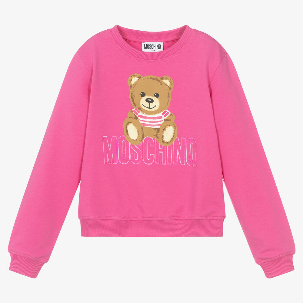 Moschino Kid-Teen - سويتشيرت تينز بناتي قطن جيرسي لون زهري | Childrensalon