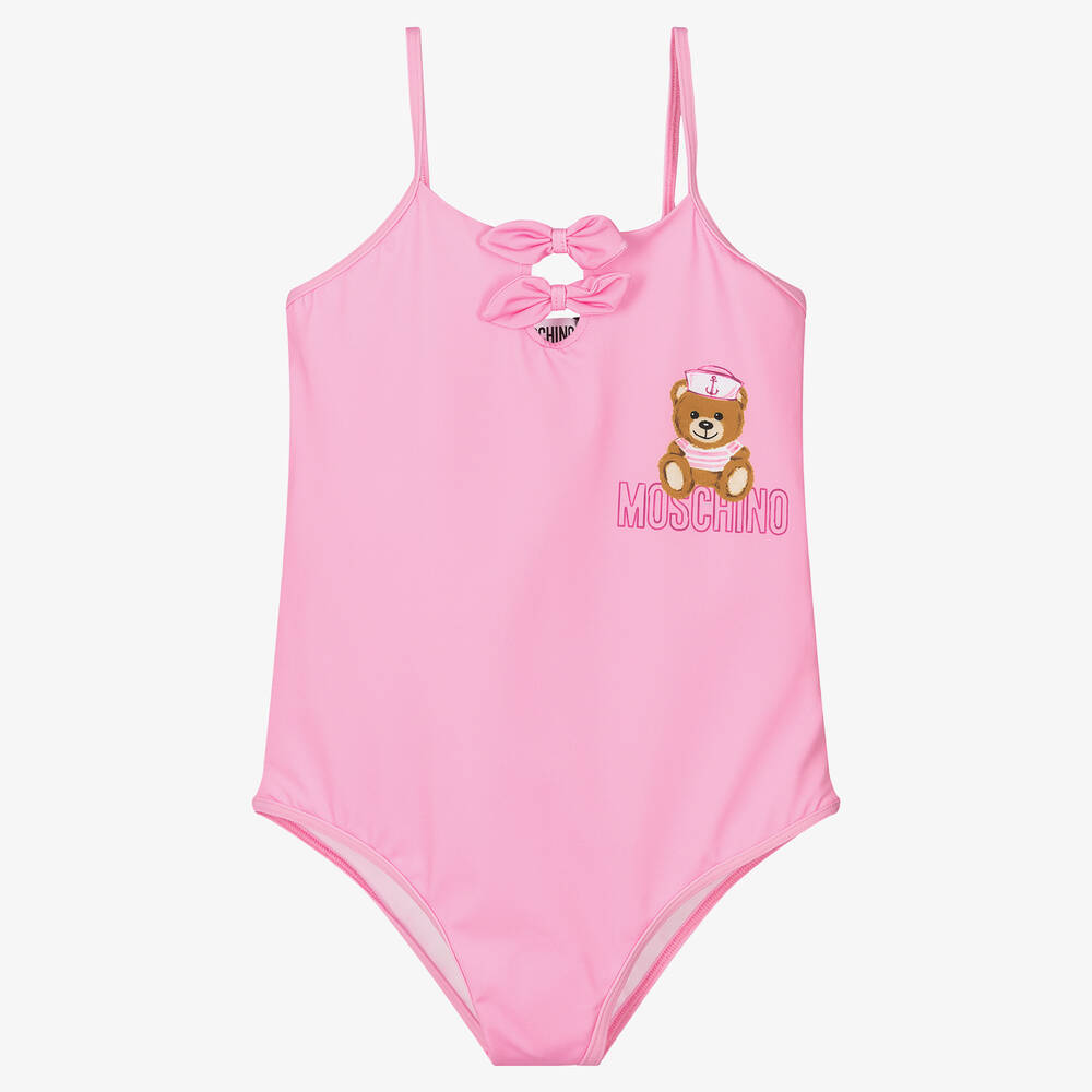 Moschino Kid-Teen - Teen Girls Pink Teddy Logo Swimsuit | Childrensalon