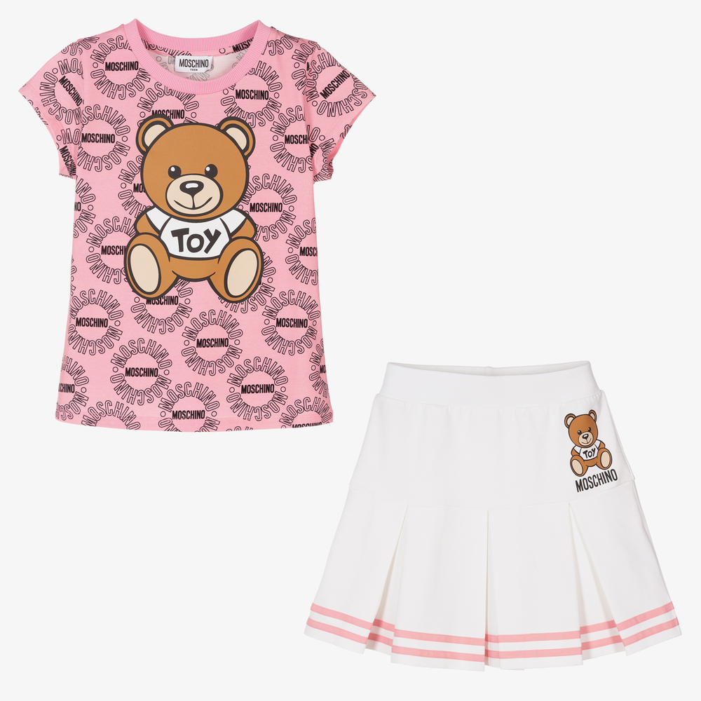 Moschino Kid-Teen - Teen Girls Pink Teddy Skirt Set | Childrensalon