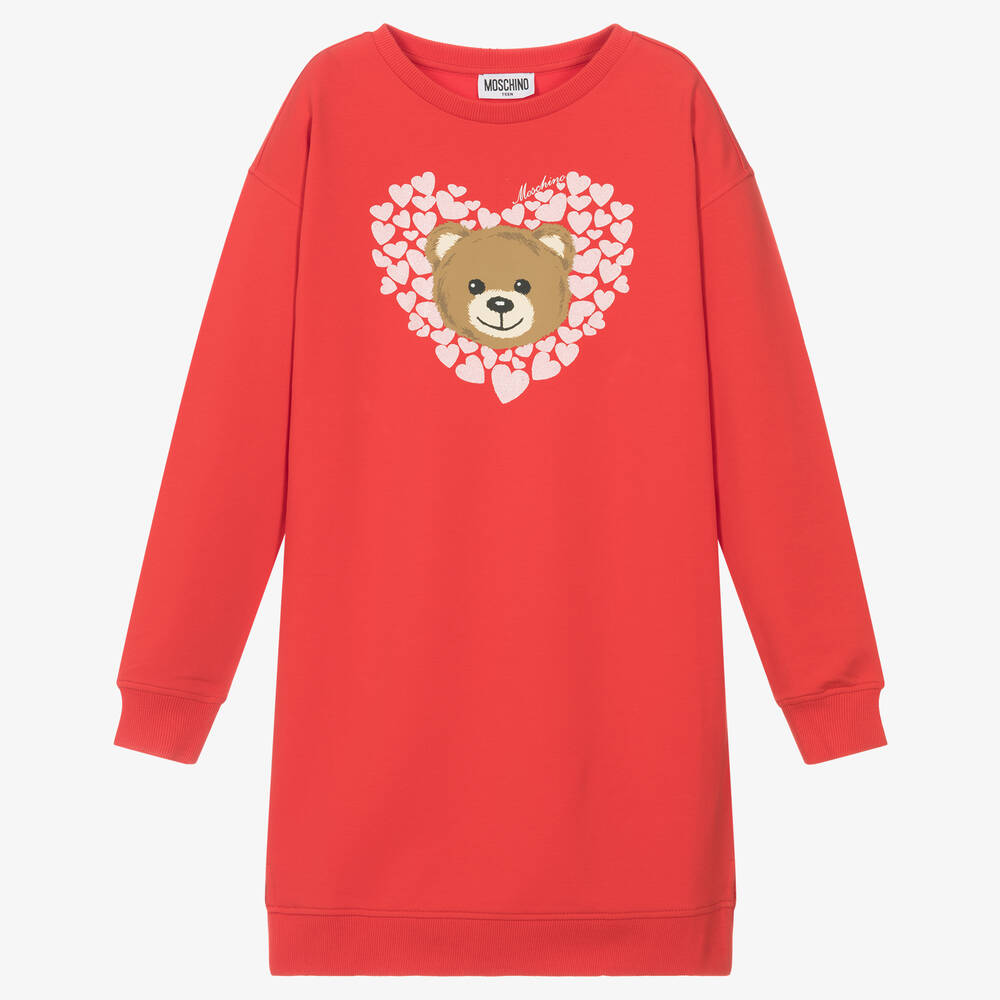 Moschino Kid-Teen - Rotes Teen Bären-Sweatshirtkleid | Childrensalon