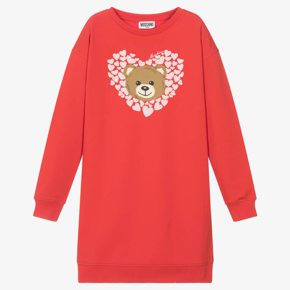 Moschino Kid-Teen - Robe sweat-shirt rouge Teddy Ado | Childrensalon