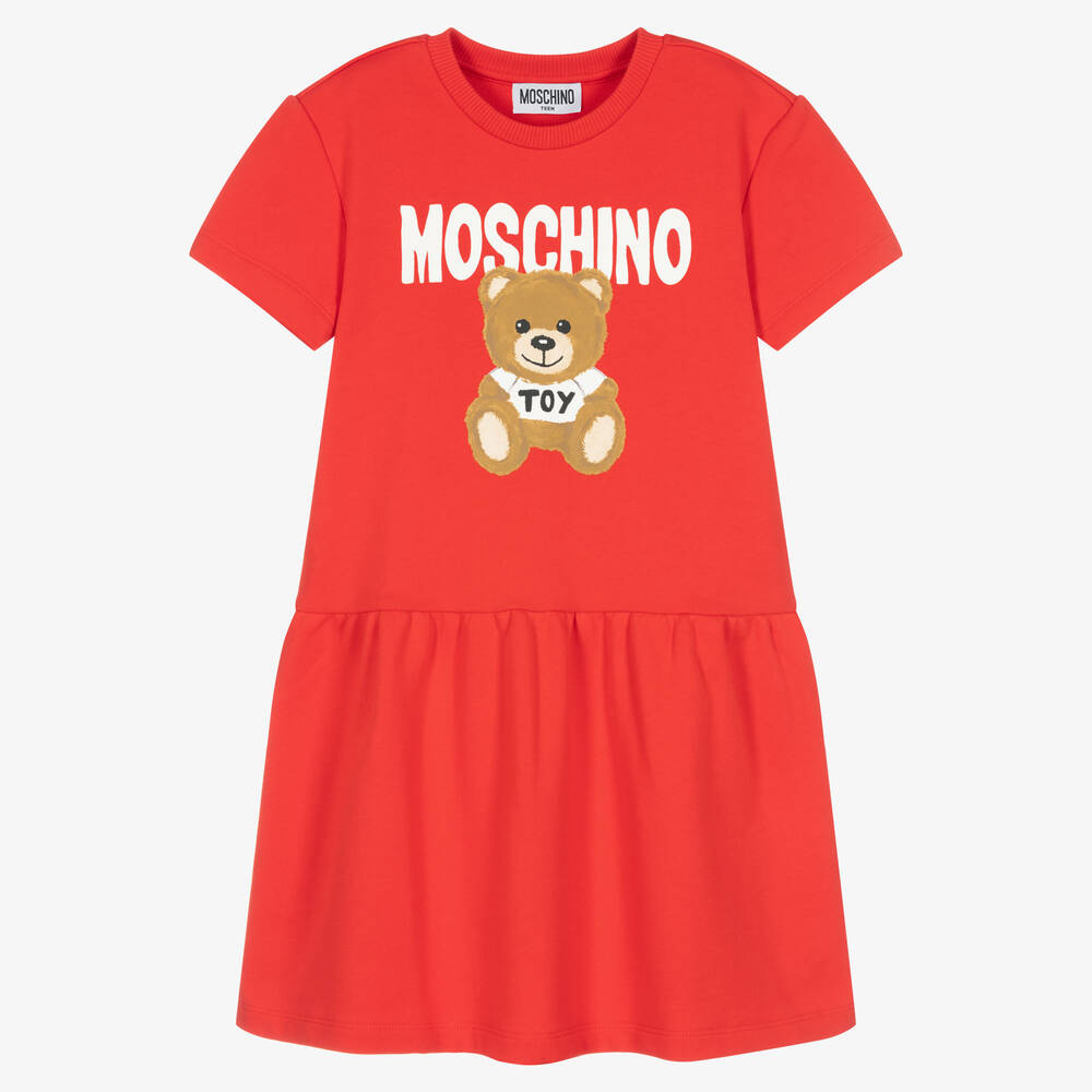Moschino Kid Teen Robe rouge en coton ado fille Childrensalon Outlet
