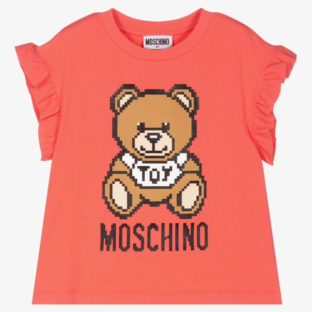 Moschino Kid-Teen - تيشيرت تينز بناتي قطن جيرسي لون زهري مرجاني | Childrensalon