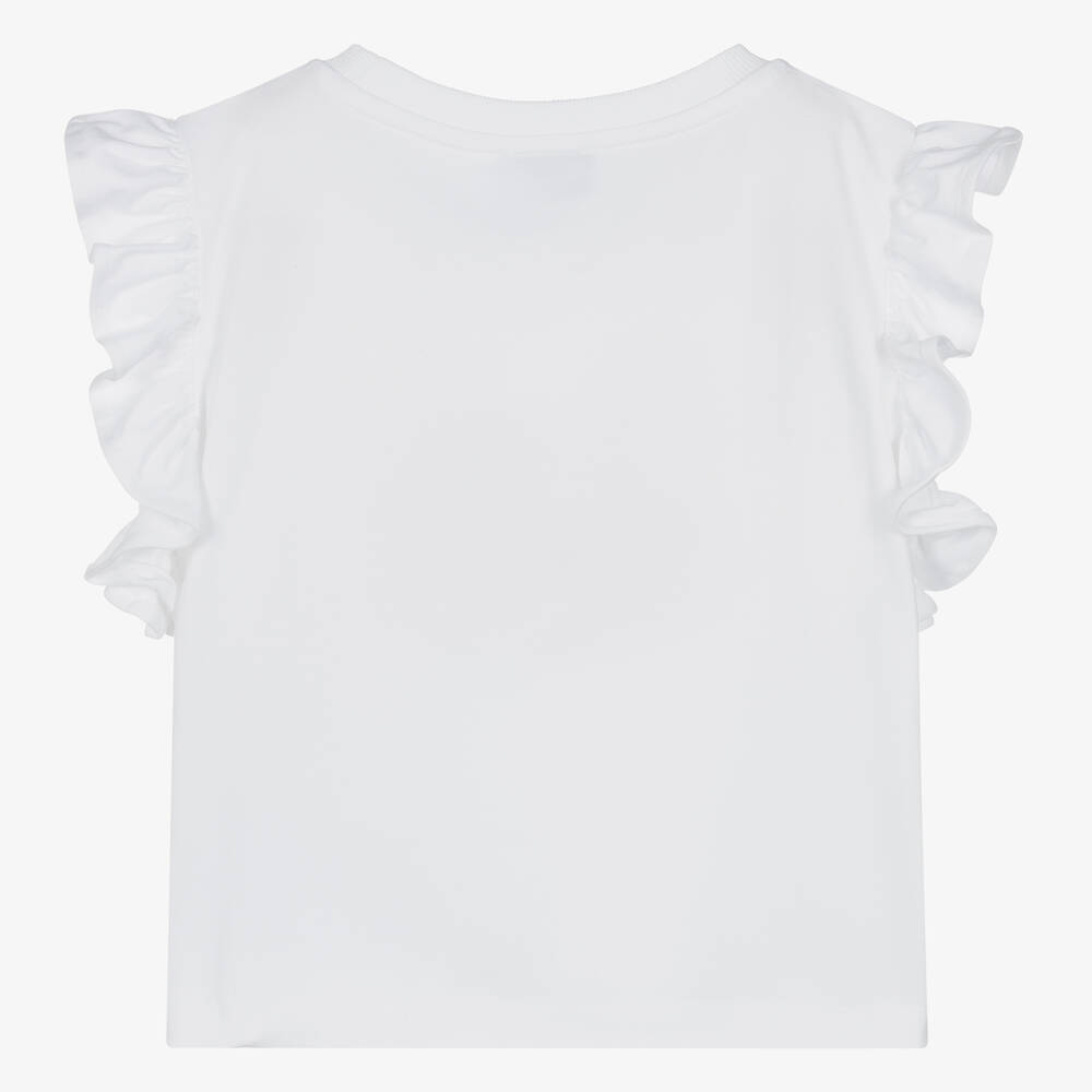 Moschino Кид-Тин-Teen Girls White Cotton Flamingo T-Shirt | Childrensalon Outlet