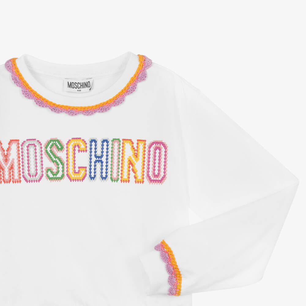 Moschino Кид-Тин-Белый хлопковый свитшот | Childrensalon Outlet