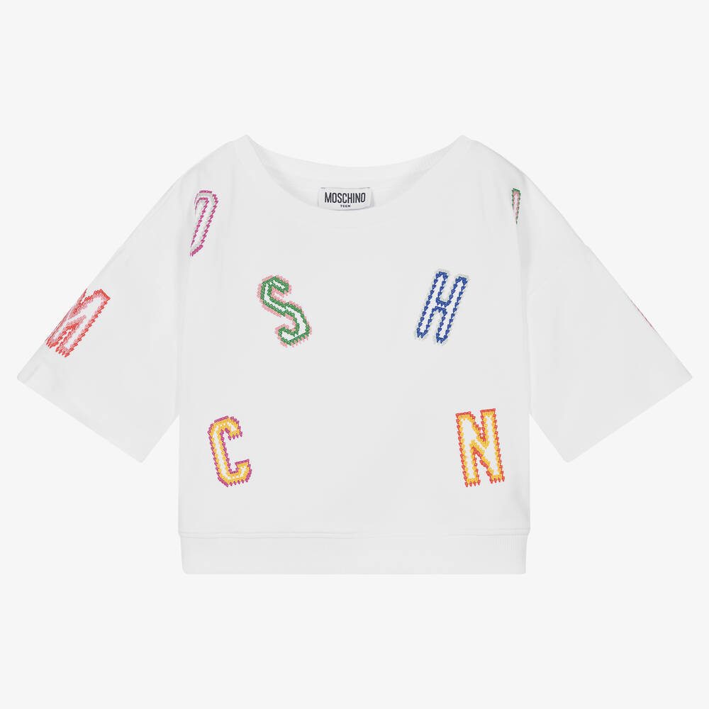 Moschino Kid-Teen - Teen Girls White Cotton Logo T-Shirt | Childrensalon