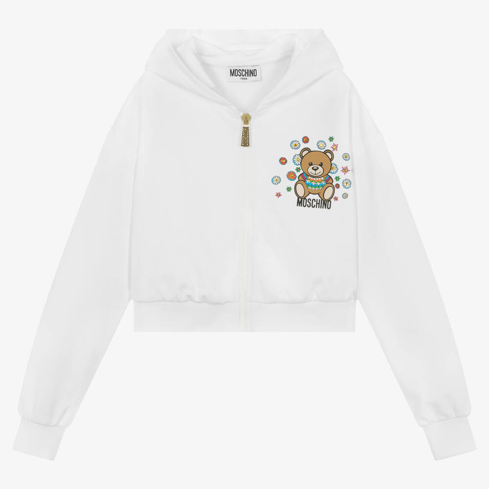 Moschino Kid-Teen - Haut blanc en coton zippé ado fille | Childrensalon