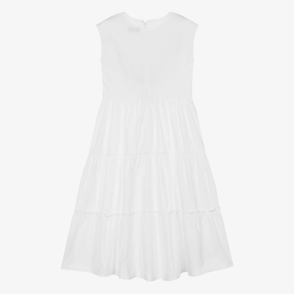 Moschino Kid-Teen-Teen Girls White Cotton Midi Dress | Childrensalon Outlet