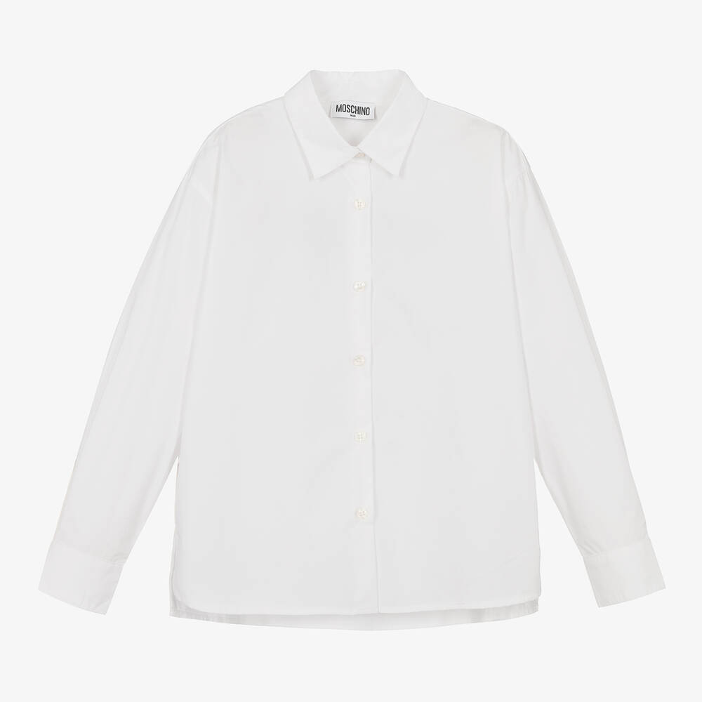 Moschino Kid-Teen-Teen Girls White Cotton Shirt | Childrensalon Outlet