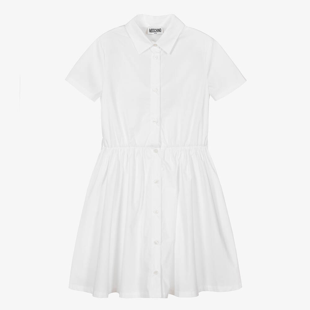 Moschino Teen Girls White Cotton Shirt Dress