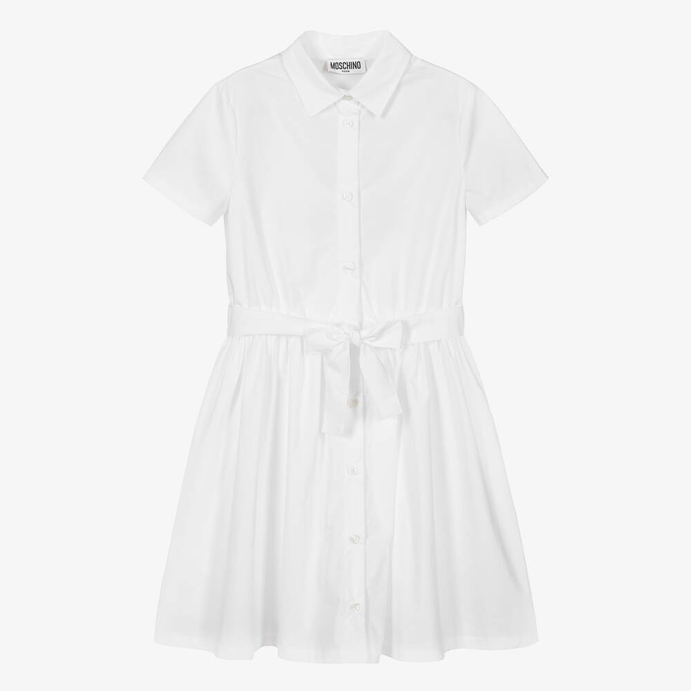 Moschino Kid-Teen-Teen Girls White Cotton Shirt Dress | Childrensalon Outlet