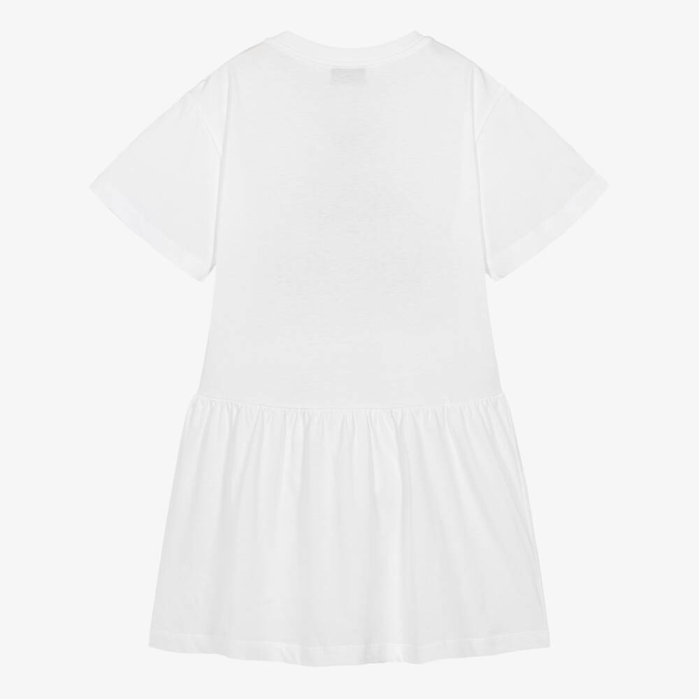 Moschino Kid-Teen-Teen Girls White Cotton T-Shirt Dress | Childrensalon Outlet