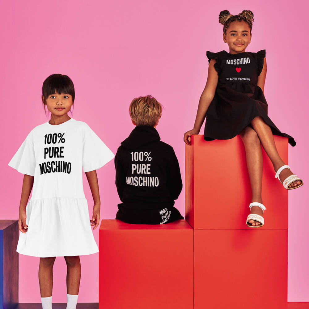 Moschino Kid-Teen-Teen Girls White Cotton T-Shirt Dress | Childrensalon Outlet