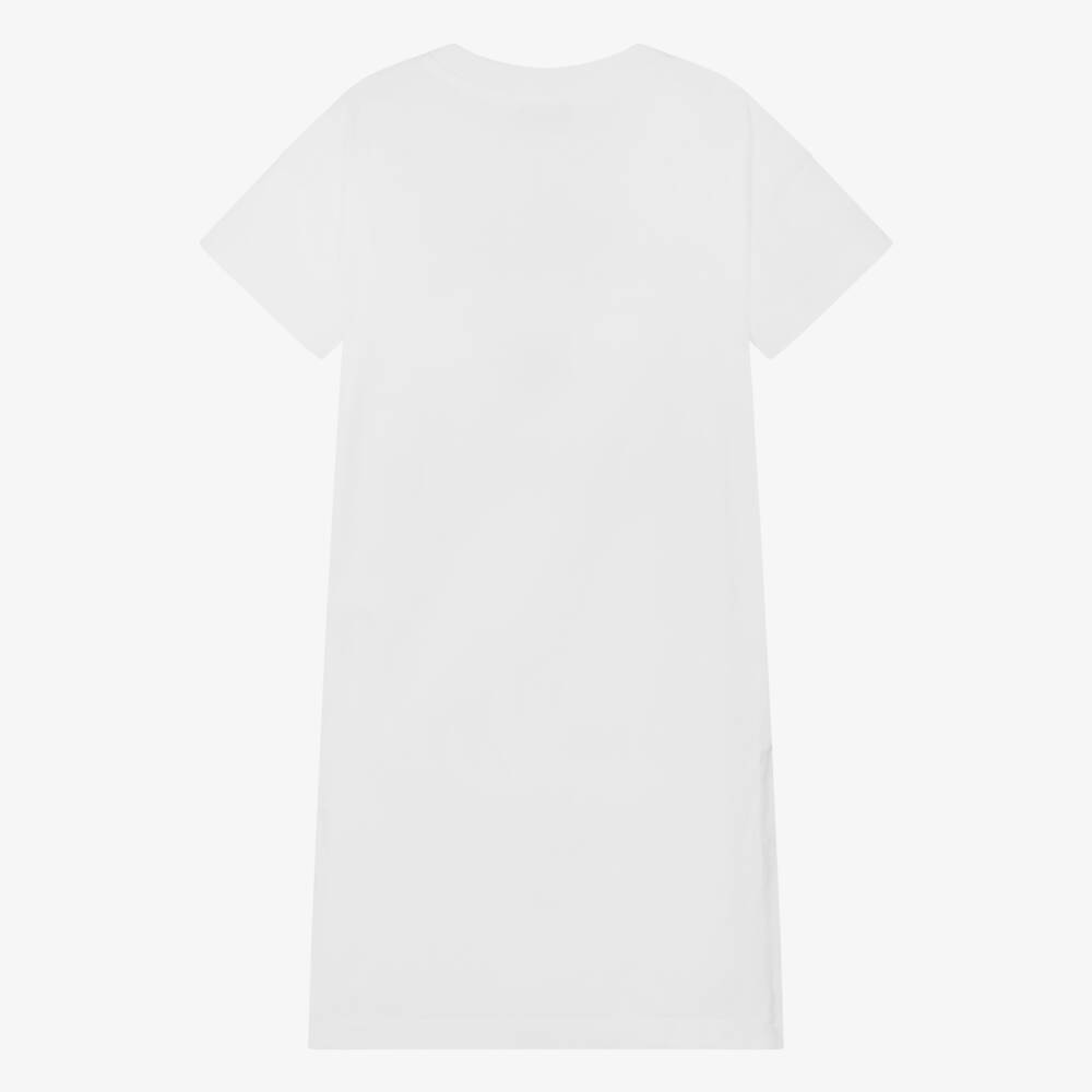 Moschino Kid-Teen-Teen Girls White Cotton T-Shirt Dress | Childrensalon Outlet