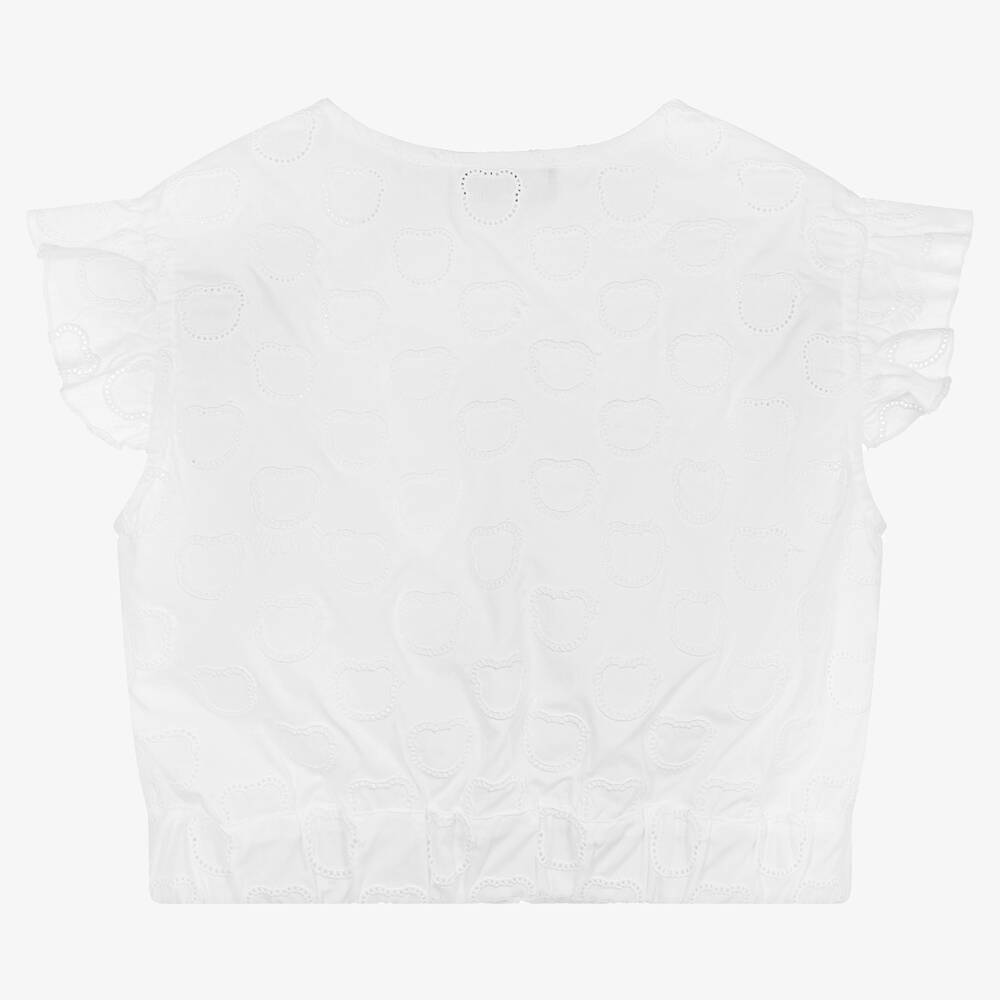 Moschino Kid-Teen-Teen Girls White Cotton Teddy Logo Blouse | Childrensalon Outlet