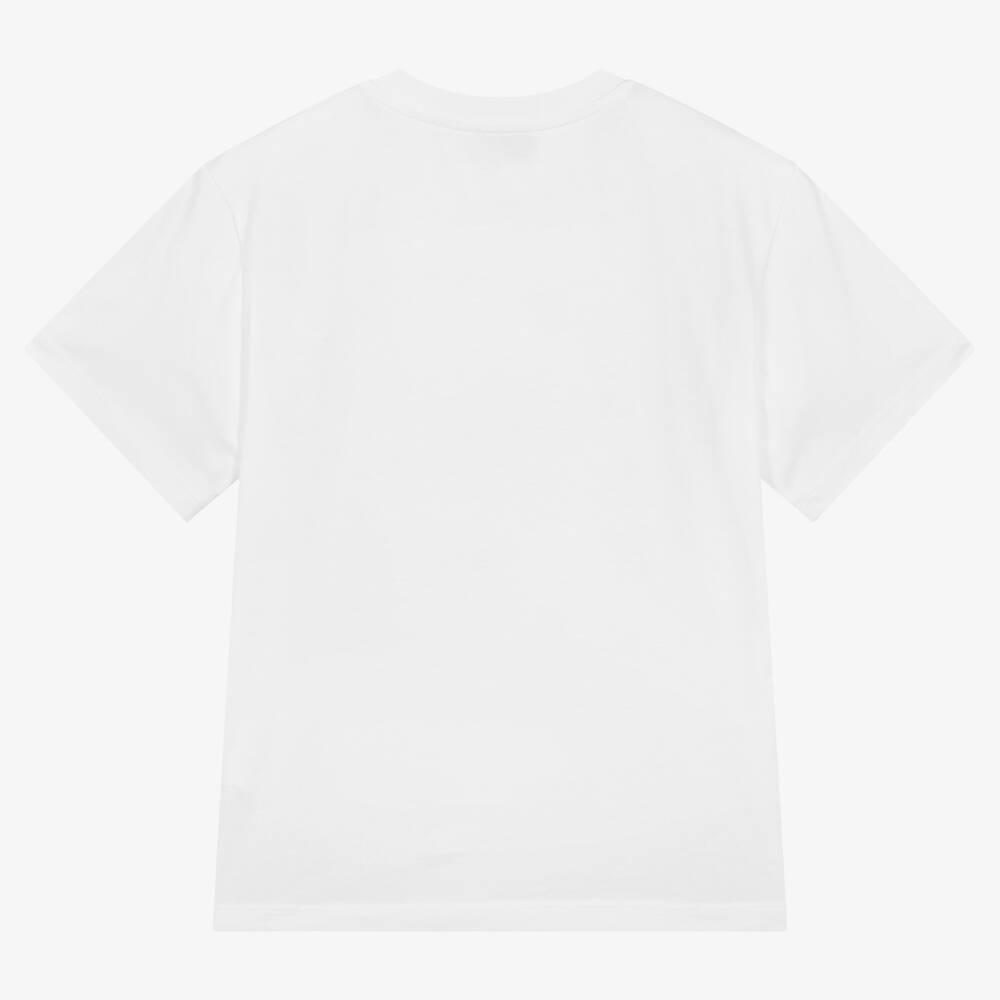 Moschino Kid-Teen-تيشيرت تينز بناتي قطن لون أبيض مطرز بكريستال | Childrensalon Outlet