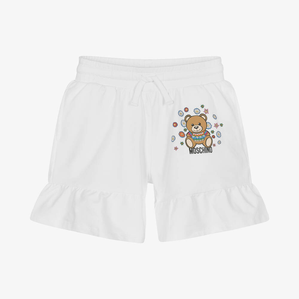 Moschino Kid-Teen - Weiße Teen Shorts mit Strass | Childrensalon