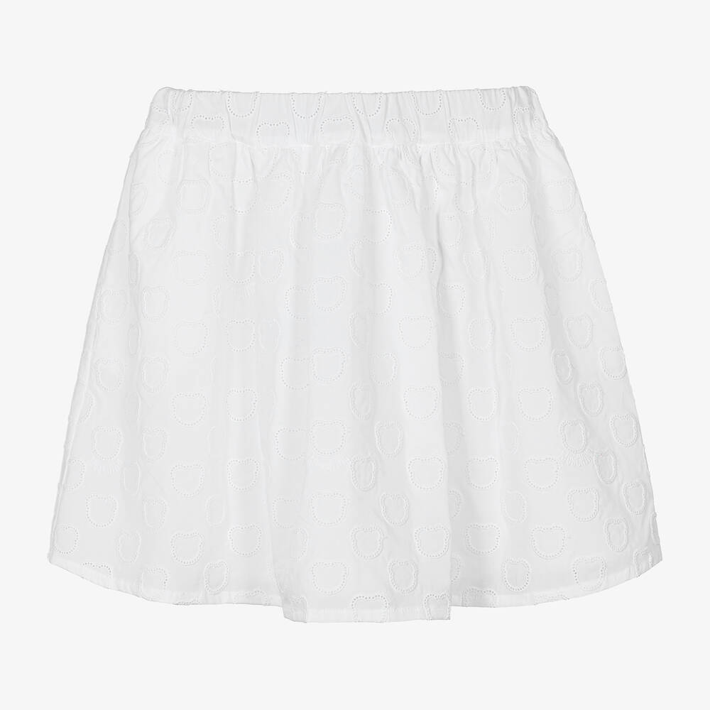 Moschino Kid-Teen - Teen Girls White Embroidered Logo Skirt | Childrensalon