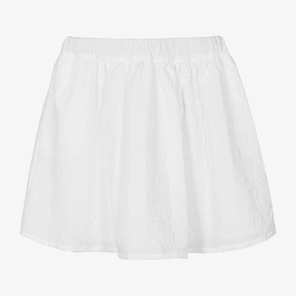 Moschino Кид-Тин-Белая юбка с вышитыми логотипами | Childrensalon Outlet