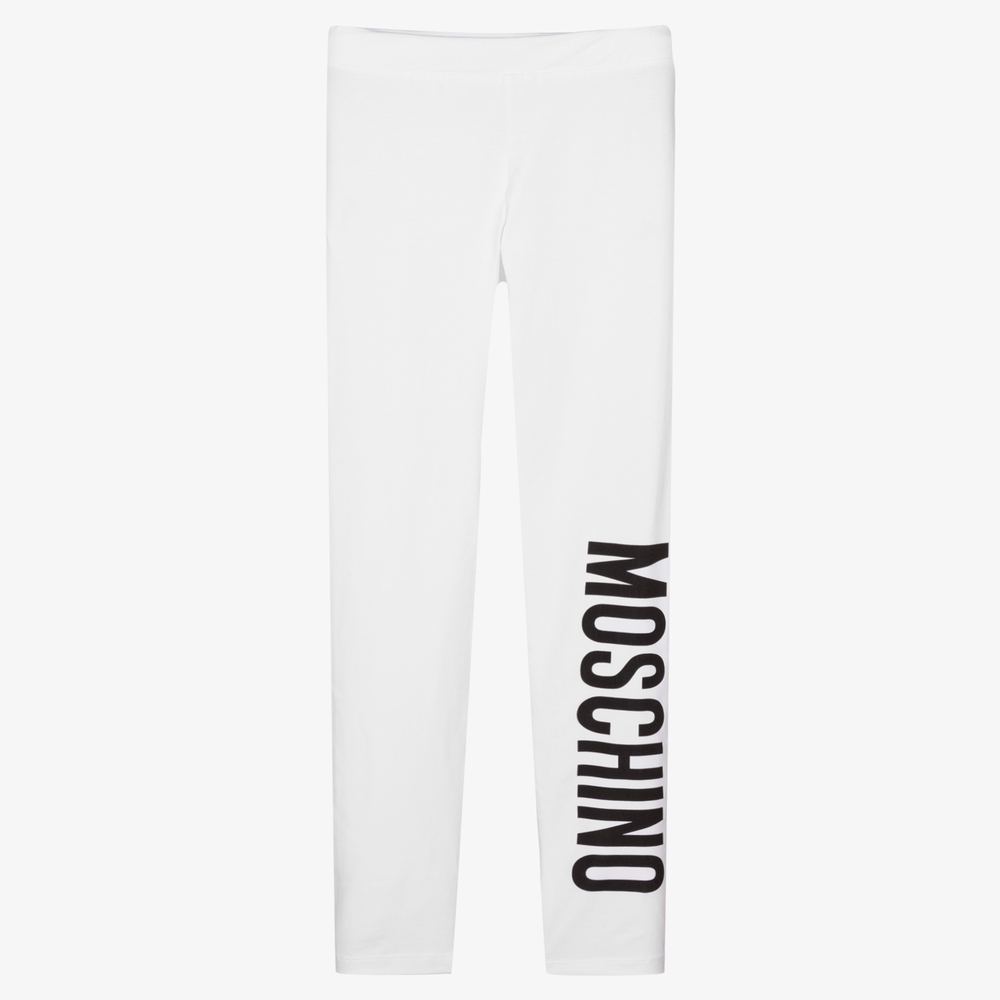 Moschino Kid-Teen - Белые легинсы для подростков | Childrensalon