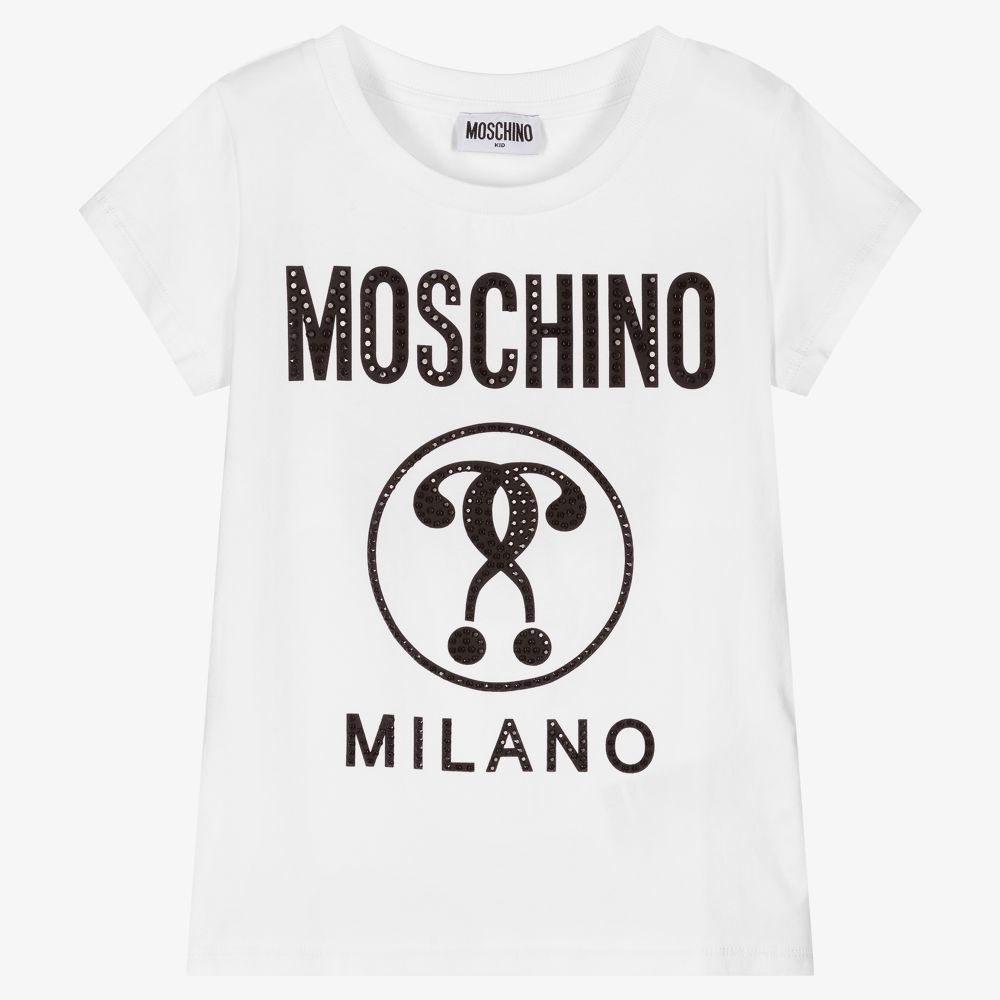 Moschino Kid-Teen-Teen Girls White Logo T-Shirt | Childrensalon Outlet