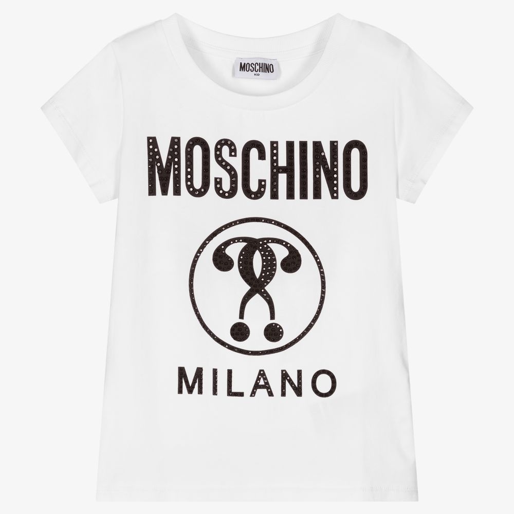 Moschino Kid-Teen - Teen Girls White Logo T-Shirt | Childrensalon