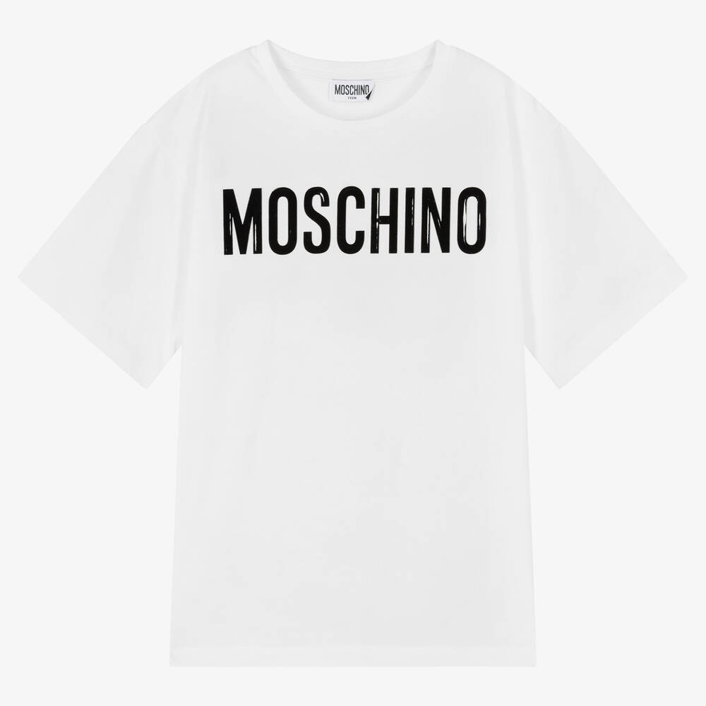 Moschino Kid-Teen - Teen Girls White Logo T-Shirt | Childrensalon