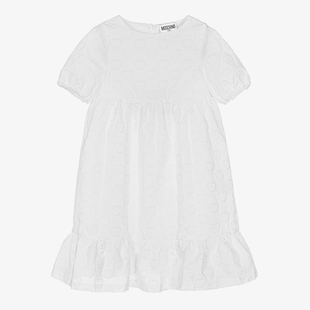 Moschino Kid-Teen-فستان تينز بناتي قطن لون أبيض | Childrensalon Outlet