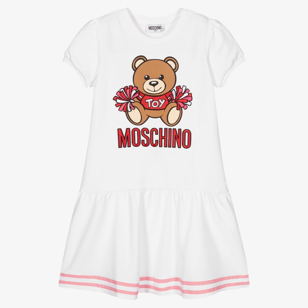 Moschino Kid-Teen - فستان تينز قطن جيرسي لون أبيض | Childrensalon