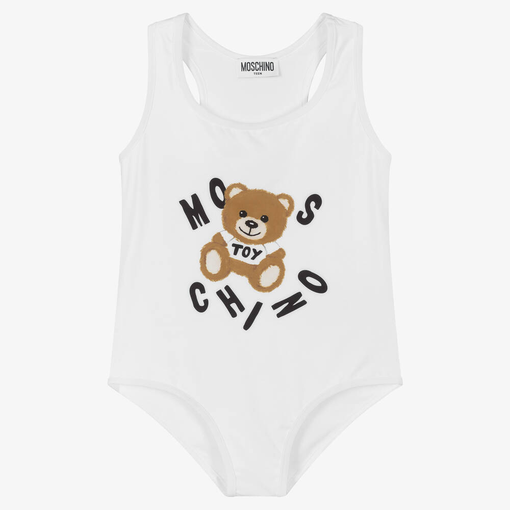 Moschino Kid-Teen - Maillot de bain blanc nounours ado | Childrensalon