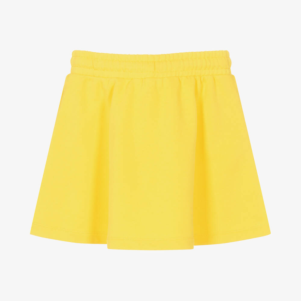 Moschino Kid Teen Teen Girls Yellow Cotton Logo Skirt