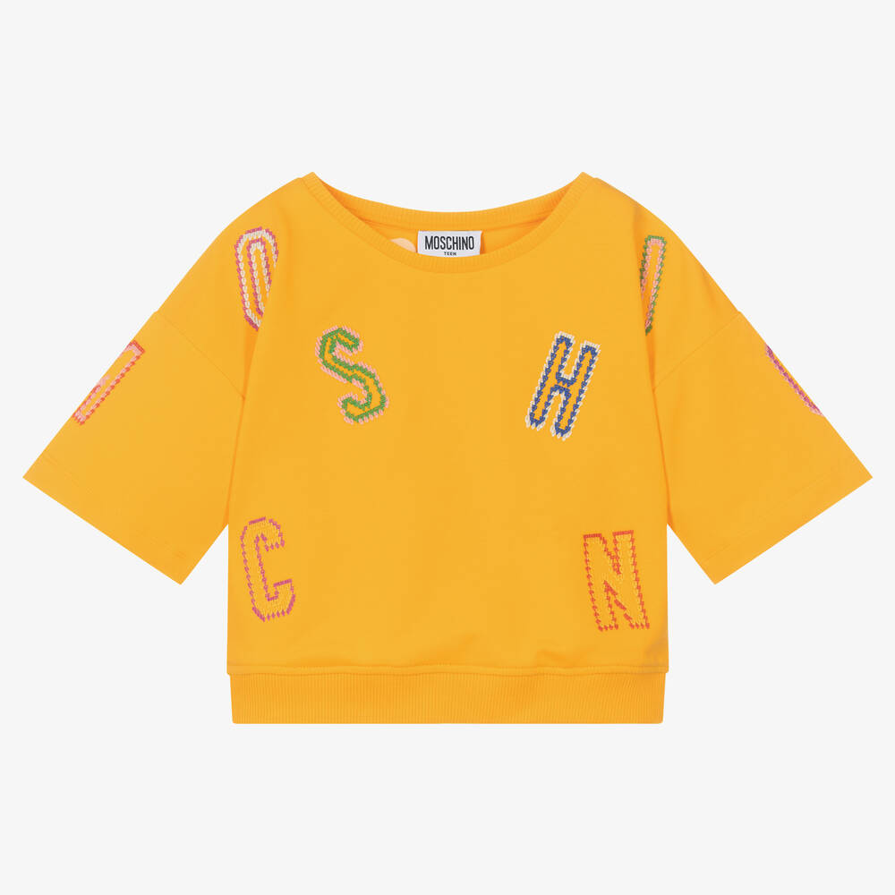 Moschino Kid-Teen - Желтая хлопковая футболка | Childrensalon