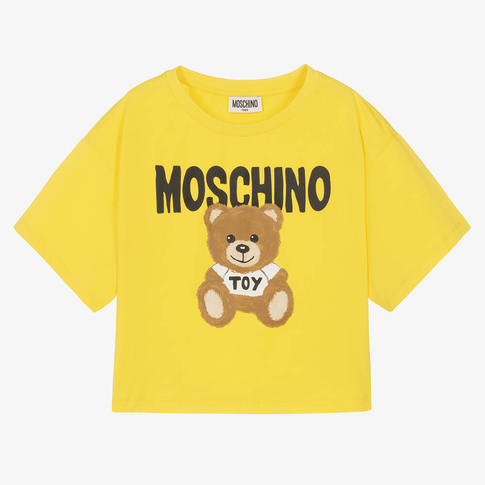 Moschino Kid-Teen - تيشيرت كروب تينز بناتي قطن جيرسي لون أصفر | Childrensalon