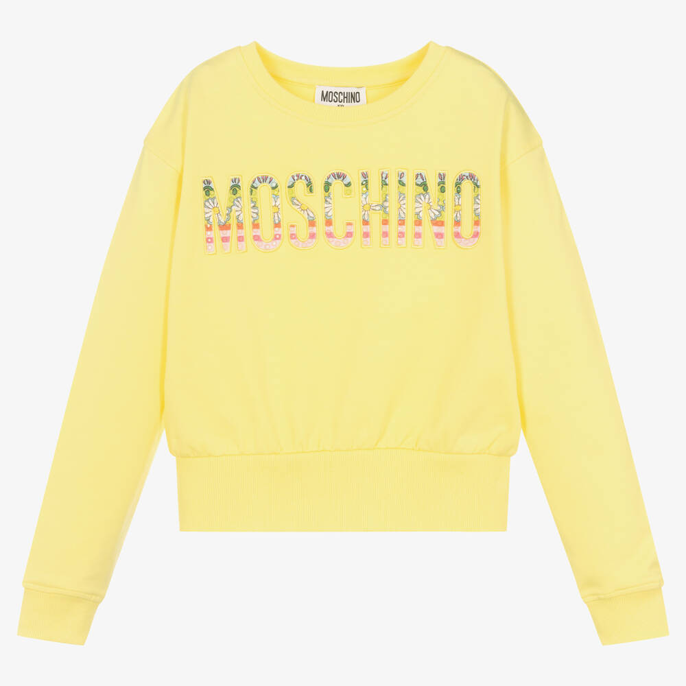 Moschino Kid-Teen - Teen Girls Yellow Floral Logo Sweatshirt | Childrensalon