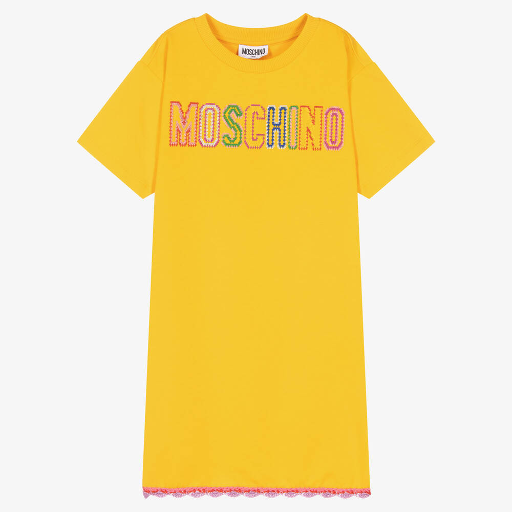 Moschino Kid-Teen-Teen Girls Yellow Logo Dress | Childrensalon Outlet