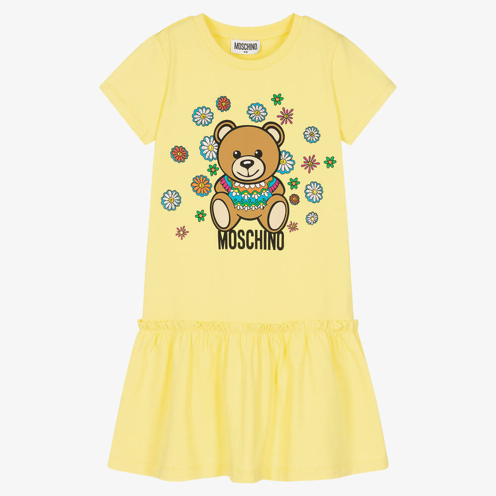 Moschino Kid-Teen-فستان تينز بناتي قطن جيرسي لون أصفر | Childrensalon Outlet