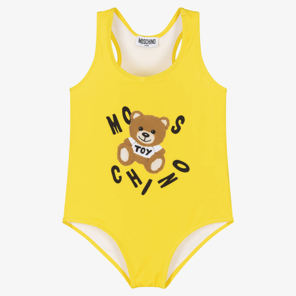 Moschino Kid-Teen - Teen Girls Yellow Teddy Logo Swimsuit | Childrensalon