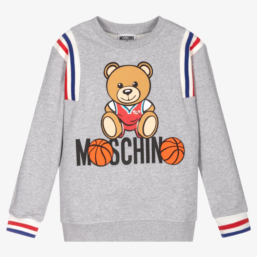 Moschino Kid-Teen - Серый свитер с мячами для подростков | Childrensalon