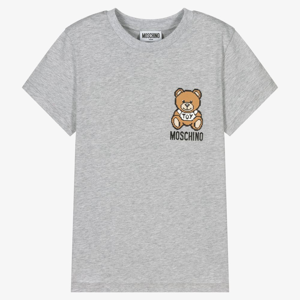 Moschino Kid-Teen - Teen Grey Bear Logo T-Shirt | Childrensalon