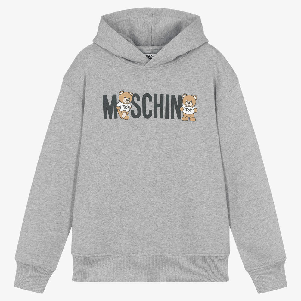 Moschino Kid-Teen - Teen Grey Cotton Teddy Bear Hoodie | Childrensalon