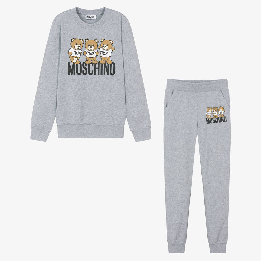 Moschino Kid-Teen - Survêtement gris en coton Teddy Ado | Childrensalon
